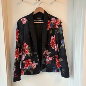 RW&CO Floral Black Women's Single Button Blazer Size 4